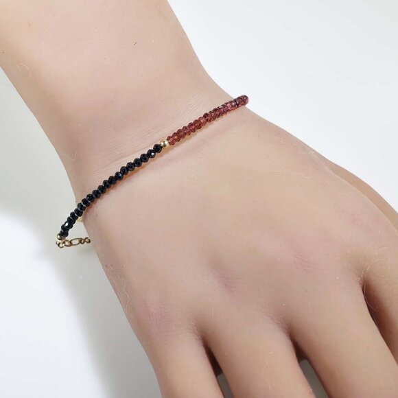 Classic Black Spinel Freshwater Pearl Garnet Gold-filled Bracelet - Picture 5 of 10
